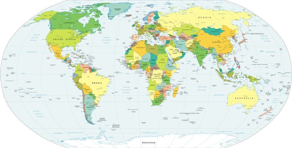 world map labeled with countries. world map outline countries.